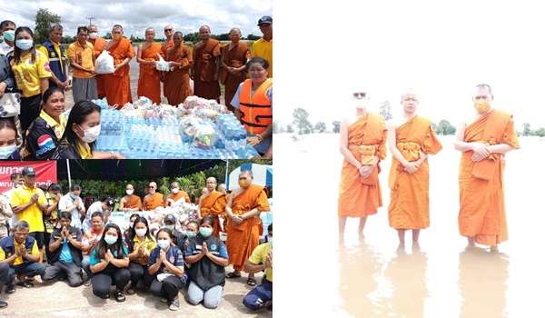 คณะสงฆ์สุรินทร์ไม่ทิ้งโยม! นำเวชภัณฑ์สิ่งของมอบผู้ประสบอุทกภัยสำโรงทาบ